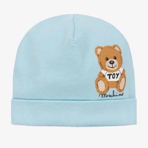 Moschino Baby-Blue Cotton Logo Baby Hat | Childrensalon Outlet