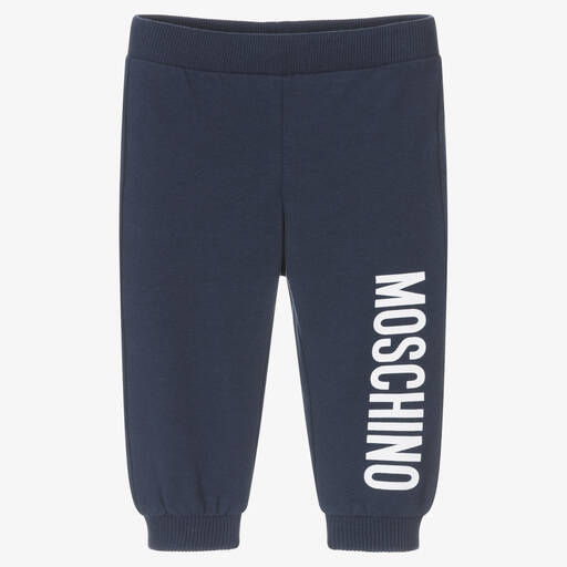 Moschino Baby-Blue Cotton Logo Baby Joggers | Childrensalon Outlet