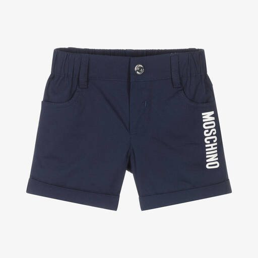 Moschino Baby-Blue Cotton Logo Chino Shorts | Childrensalon Outlet