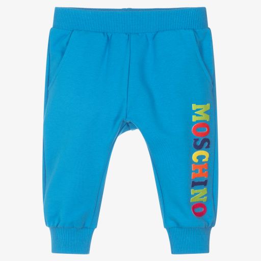 Moschino Baby-Blue Cotton Logo Joggers | Childrensalon Outlet