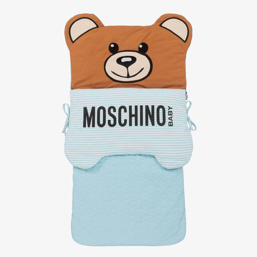 Moschino Baby-Blue Cotton Logo Nest (77cm) | Childrensalon Outlet