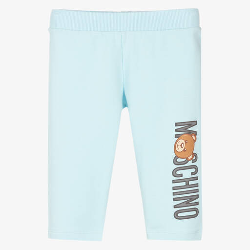 Moschino Baby-Blue Cotton Logo Trousers | Childrensalon Outlet