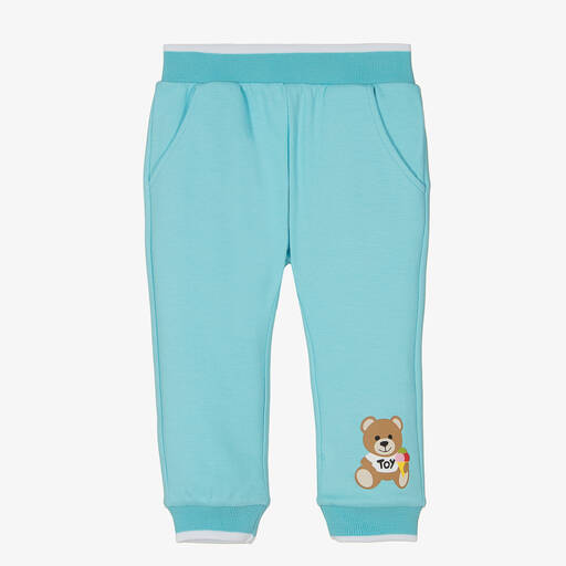 Moschino Baby-Blue Cotton Piqué Teddy Bear Joggers | Childrensalon Outlet