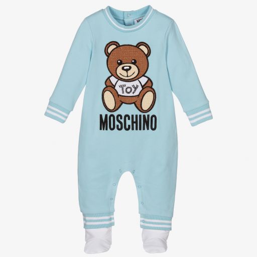 Moschino Baby-بِدلة أوفرول قطن بيكيه لون أزرق للأطفال | Childrensalon Outlet