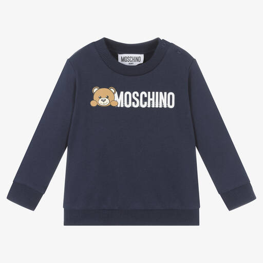 Moschino Baby-Blue Cotton Teddy Bear Baby Sweatshirt | Childrensalon Outlet