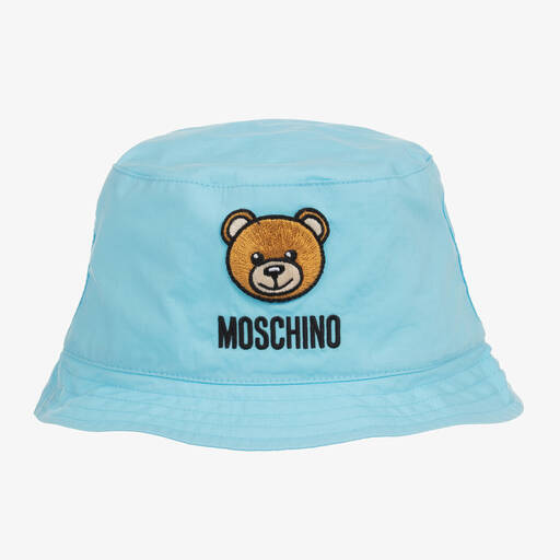 Moschino Baby-Blue Cotton Teddy Bear Bucket Hat | Childrensalon Outlet