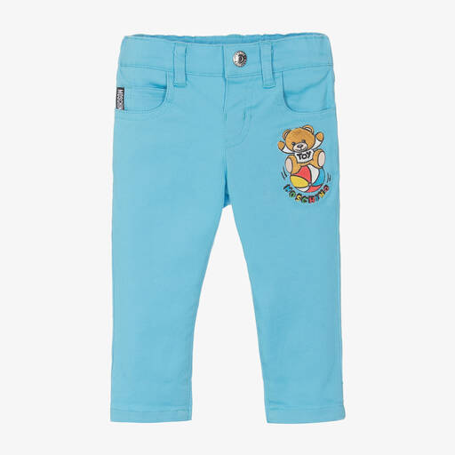 Moschino Baby-Blue Cotton Teddy Bear Jeans | Childrensalon Outlet