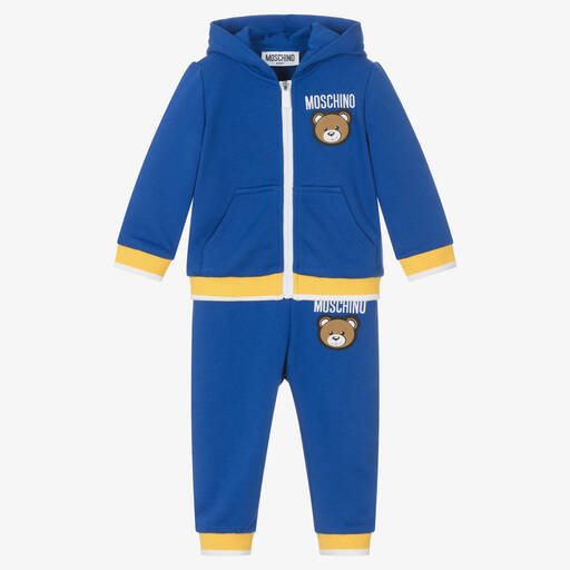 Moschino Baby-بدلة رياضية قطن لون أزرق بطبعة تيدي بير للأطفال | Childrensalon Outlet