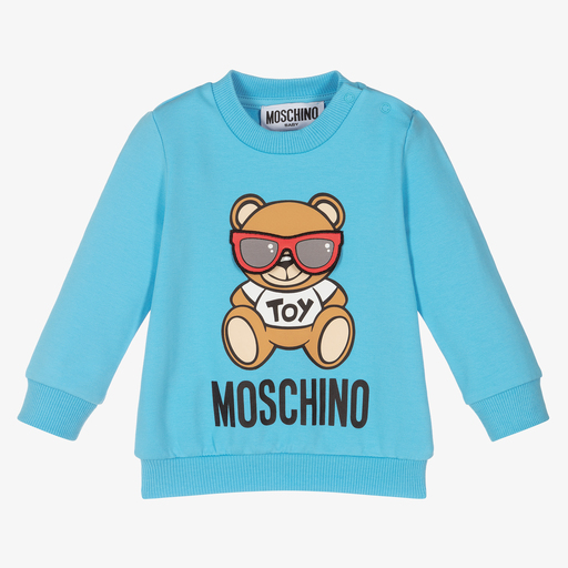 Moschino Baby-Blue Cotton Teddy Sweatshirt | Childrensalon Outlet