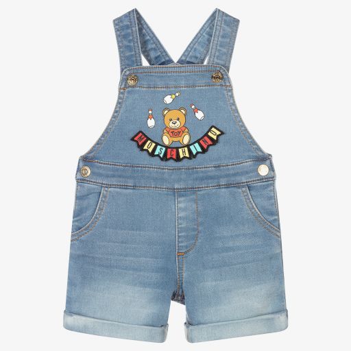 Moschino Baby-Blue Denim Baby Dungarees | Childrensalon Outlet