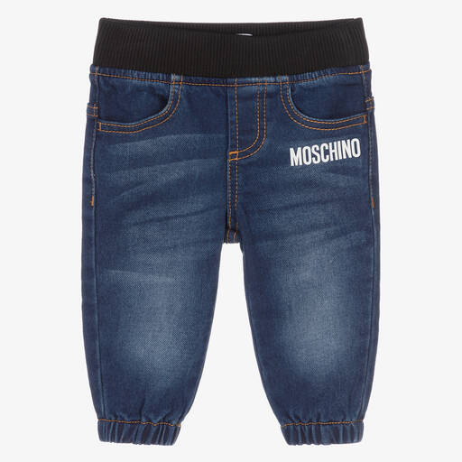 Moschino Baby-جينز قطن دنيم لون أزرق داكن للأطفال | Childrensalon Outlet