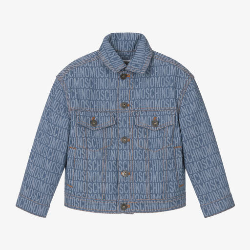 Moschino Kid-Teen-Blue Jacquard Denim Jacket | Childrensalon Outlet