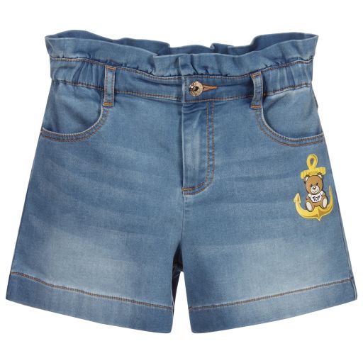 Moschino Kid-Teen-Blue Jersey Teddy Bear Shorts | Childrensalon Outlet