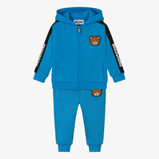 Moschino Baby-Blue Logo Baby Tracksuit | Childrensalon Outlet