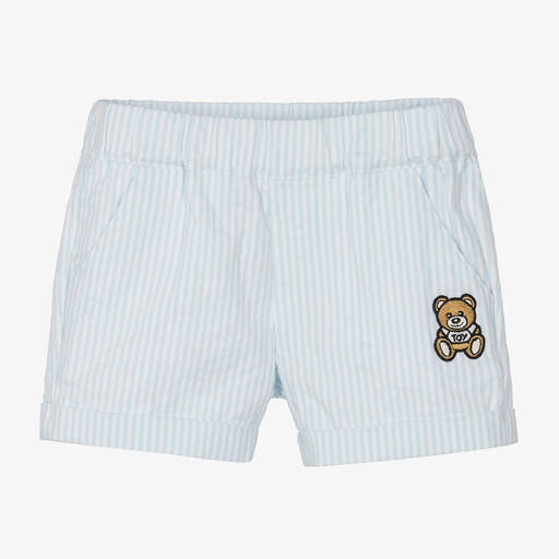 Moschino Baby-Blue Stripe Seersucker Shorts | Childrensalon Outlet