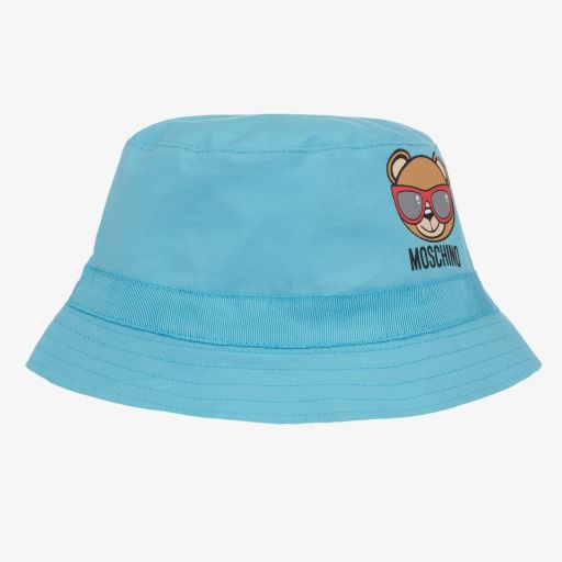 Moschino Малыши-Голубая шапка-ведро с медвежонком | Childrensalon Outlet