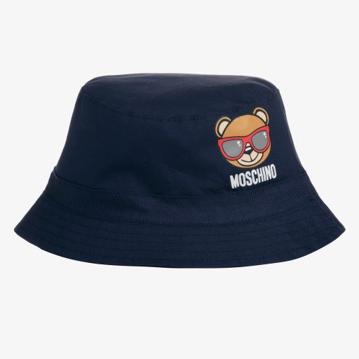 Moschino Baby-Blauer Fischerhut mit Teddybär | Childrensalon Outlet