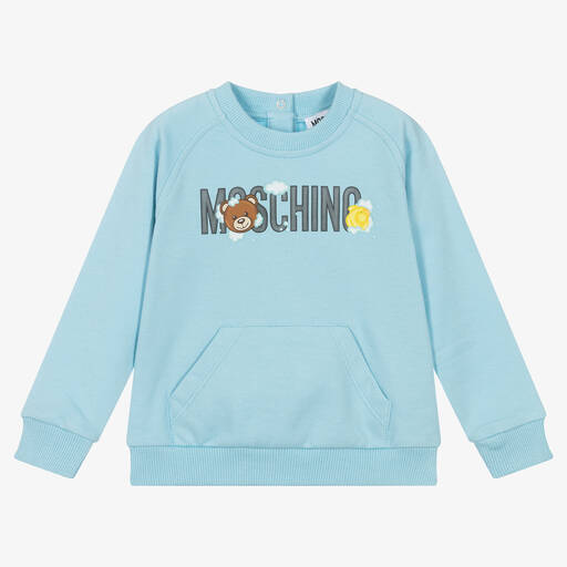 Moschino Baby-Blue Teddy Bear Logo Sweatshirt | Childrensalon Outlet