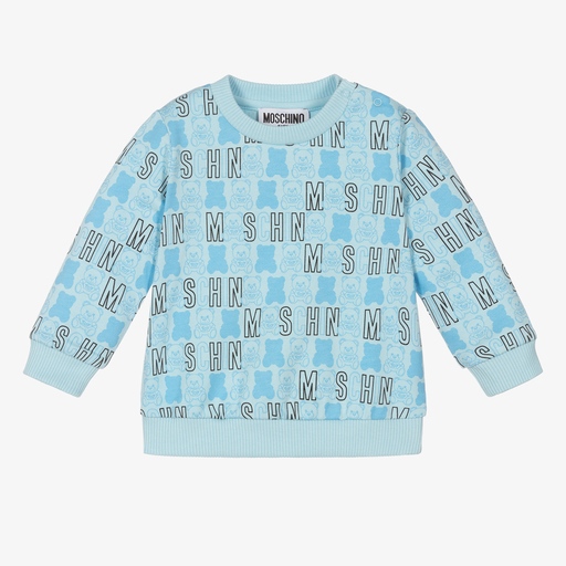 Moschino Baby-Blue Teddy Print Sweatshirt | Childrensalon Outlet