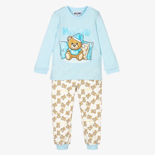 Moschino Baby-Blue Teddy Trouser Set | Childrensalon Outlet