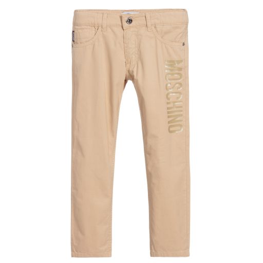 Moschino Kid-Teen-Boys Beige Cotton Trousers | Childrensalon Outlet
