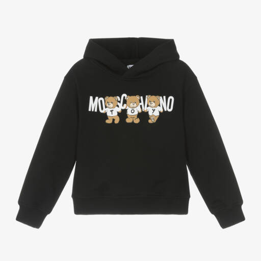 Moschino Kid-Teen-هودي بطبعة الدب تيدي قطن لون أسود | Childrensalon Outlet