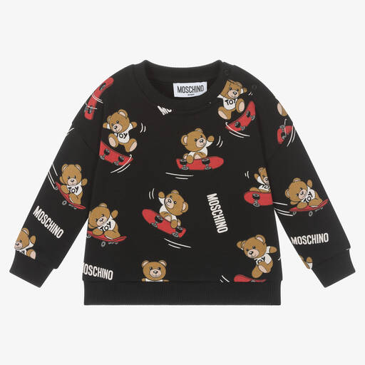 Moschino Baby-Boys Black Cotton Teddy Bear Sweatshirt | Childrensalon Outlet