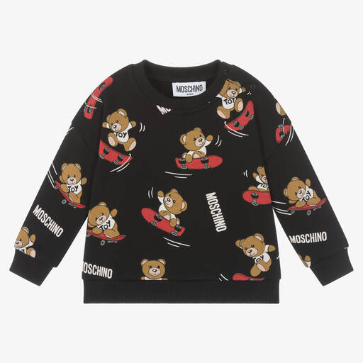 Moschino Baby-Schwarzes Baumwoll-Teddy-Sweatshirt | Childrensalon Outlet