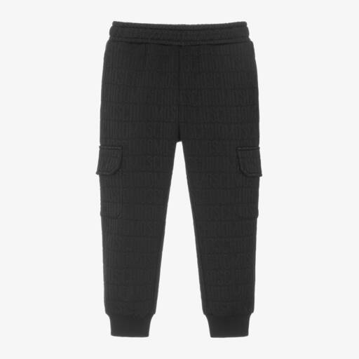 Moschino Kid-Teen-Boys Black Jacquard Logo Joggers | Childrensalon Outlet