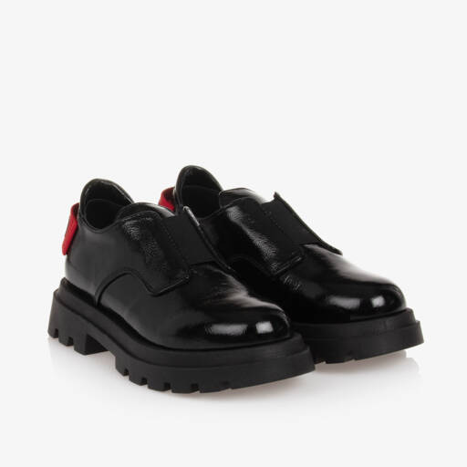 Moschino-Boys Black Leather Slip-On Loafers | Childrensalon Outlet