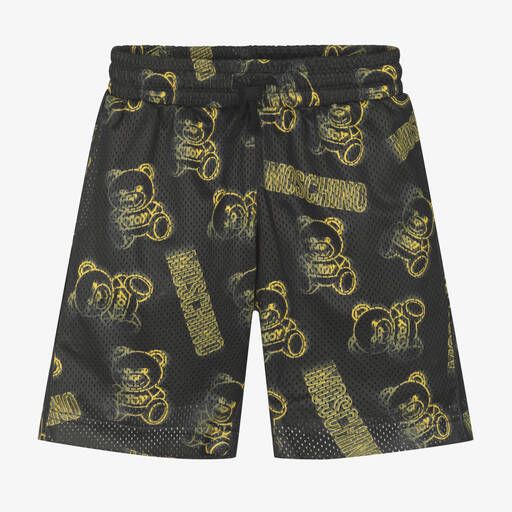 Moschino Kid-Teen-Schwarze Teddybär-Mesh-Shorts | Childrensalon Outlet