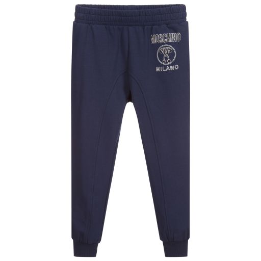 Moschino Kid-Teen-Boys Blue Cotton Joggers | Childrensalon Outlet