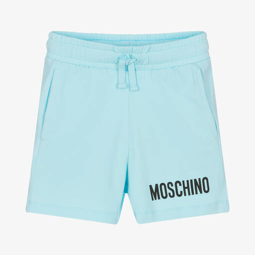 Moschino Kid-Teen-Boys Blue Cotton Logo Shorts | Childrensalon Outlet