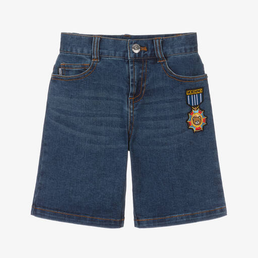 Moschino Кид-Тин-Boys Blue Medallion Denim Shorts | Childrensalon Outlet