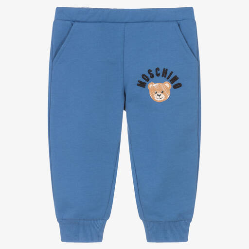 Moschino Baby-Boys Blue Organic Cotton Logo Joggers | Childrensalon Outlet