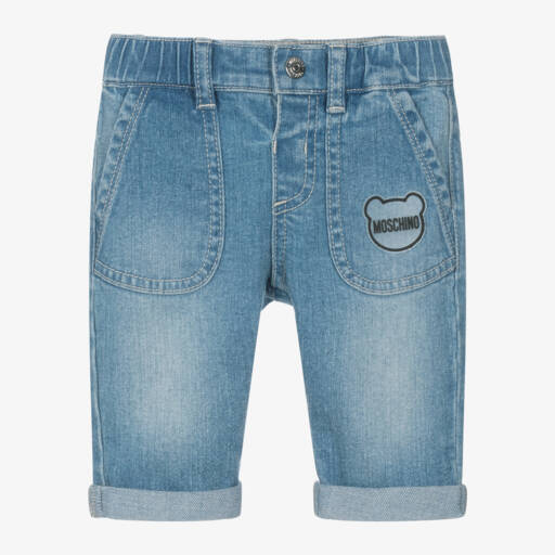 Moschino Baby-Boys Blue Teddy Badge Jeans | Childrensalon Outlet