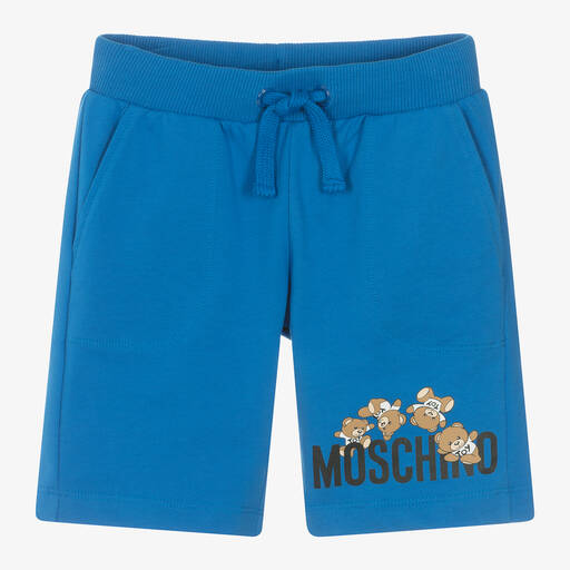 Moschino Kid-Teen-Boys Blue Teddy Bear Cotton Shorts | Childrensalon Outlet