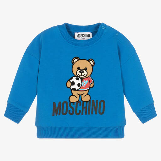 Moschino Baby-Boys Blue Teddy Bear Logo Sweatshirt | Childrensalon Outlet
