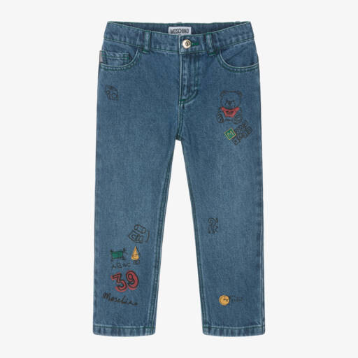 Moschino Kid-Teen-Boys Denim Blue Teddy Jeans | Childrensalon Outlet