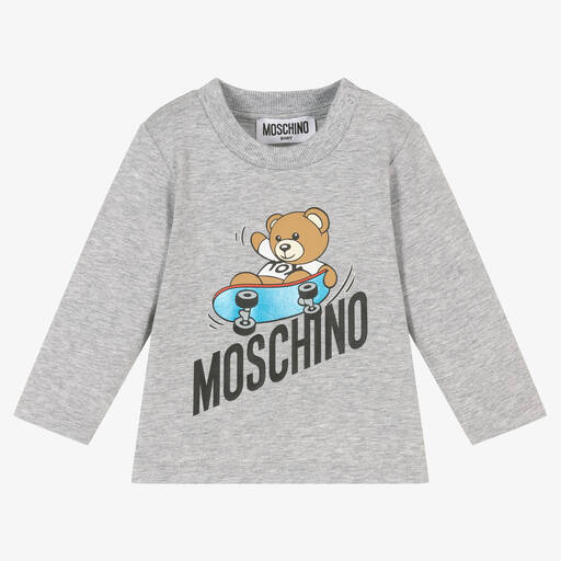 Moschino Baby-Boys Grey Skateboarding Teddy Bear Top | Childrensalon Outlet