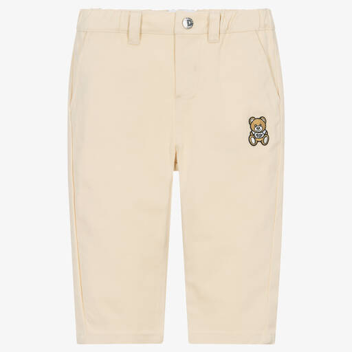 Moschino Baby-Boys Ivory Cotton Teddy Bear Trousers | Childrensalon Outlet