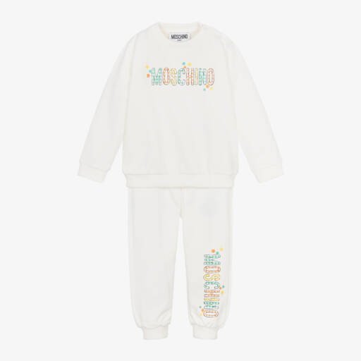 Moschino Baby-Boys Ivory Gingham Logo Tracksuit | Childrensalon Outlet