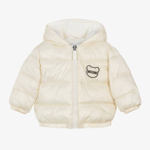Moschino Baby-Boys Ivory Quilted Hooded Coat | Childrensalon Outlet