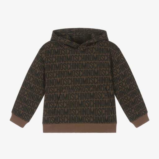 Moschino Kid-Teen-توب هودي مزيج قطن محبوك لون بني | Childrensalon Outlet