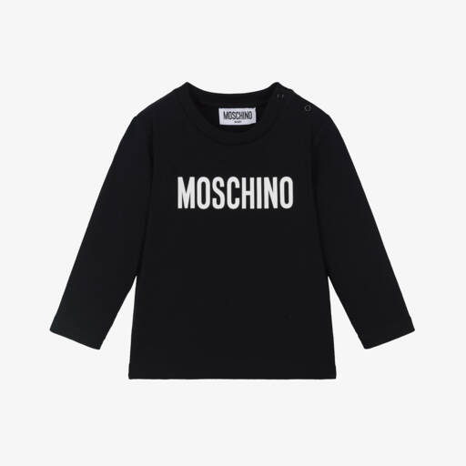 Moschino Baby-تي شيرت فاخر أسود بشعار للأولاد | Childrensalon Outlet