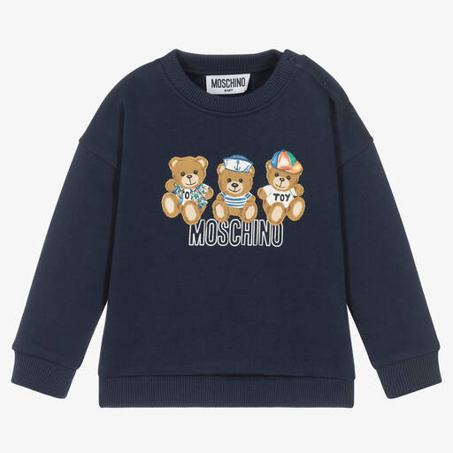 Moschino Baby-Boys Navy Blue Teddy Bear Sweatshirt | Childrensalon Outlet