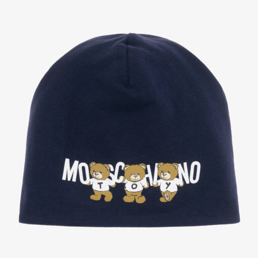 Moschino Кид-Тин-Boys Navy Cotton Logo Beanie | Childrensalon Outlet