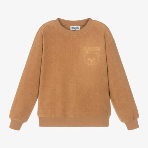 Moschino Kid-Teen-Boys Tan Fleece Bear Sweatshirt | Childrensalon Outlet