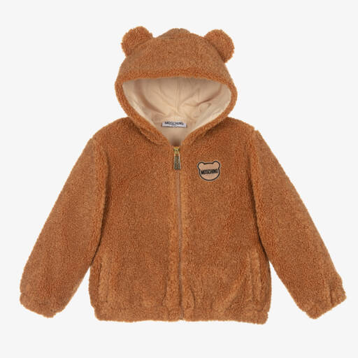 Moschino Baby-جاكيت تيدي فليس بهودي لون بني للأطفال | Childrensalon Outlet