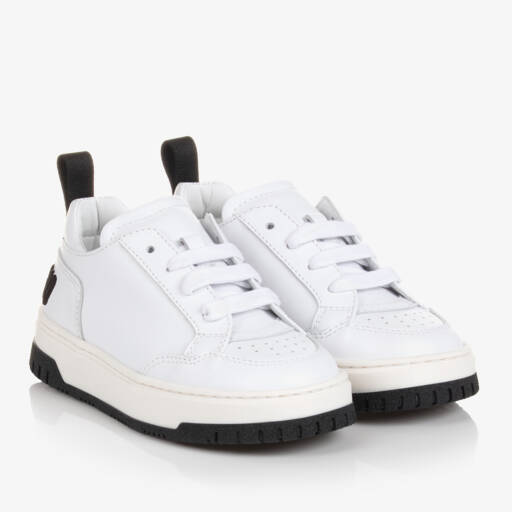 Moschino Кид-Тин-Белые кожаные кроссовки со шнурками | Childrensalon Outlet